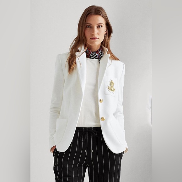 Lauren Ralph Lauren ~ White Anfisa Bullion Jacquard Blazer - Picture 4 of 17